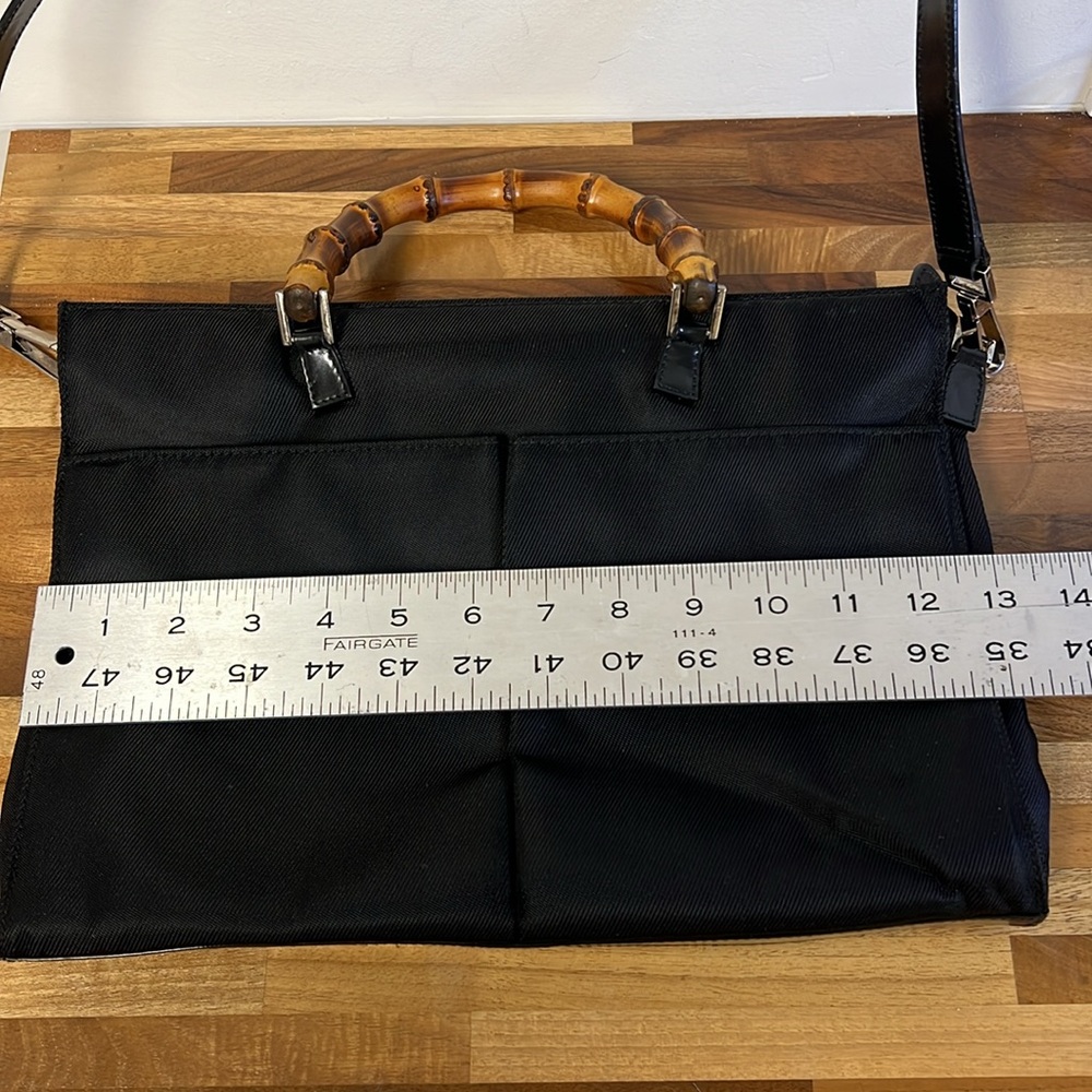 Vintage Gucci Black Tote Handbag with Bamboo Handles - Picture 11 of 12